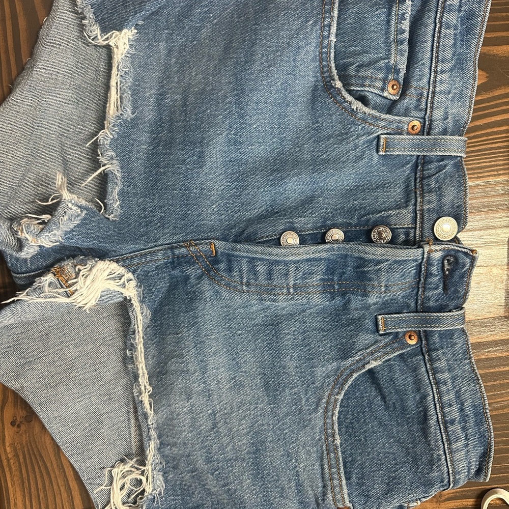 Distressed Blue Denim Shorts